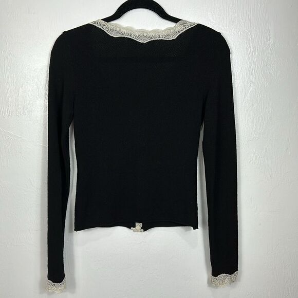 Twin Set by Simona Barbieri Viscose Blend Trim Cardigan In Black Size S - Picture 3 of 8